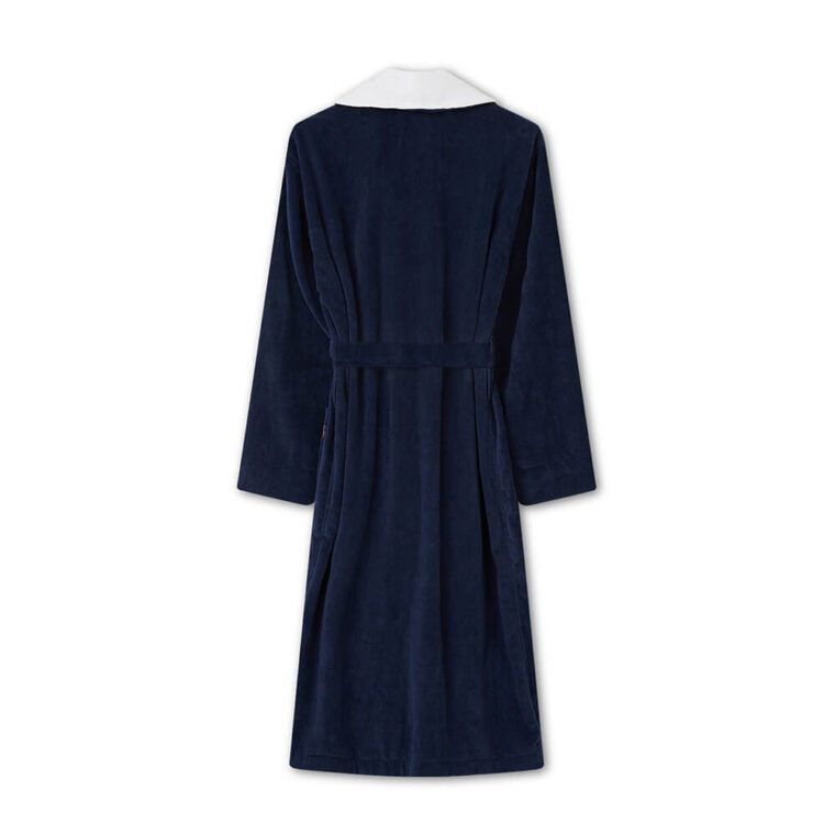 Cotton Velour Robe BLUE/WHITE-2