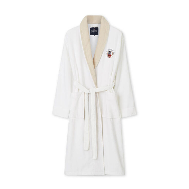 Cotton Velour Robe WHITE/BEIGE-1