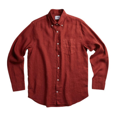 Levon Linen Shirt Burned Red-1