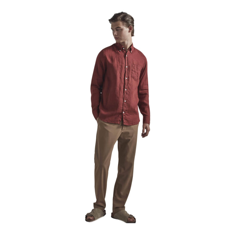 Levon Linen Shirt Burned Red-2