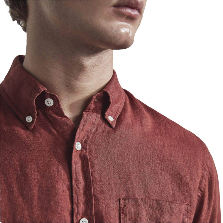 Levon Linen Shirt Burned Red-4