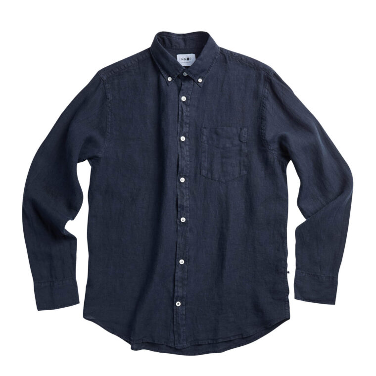 Levon Linen Shirt Navy Blue-1