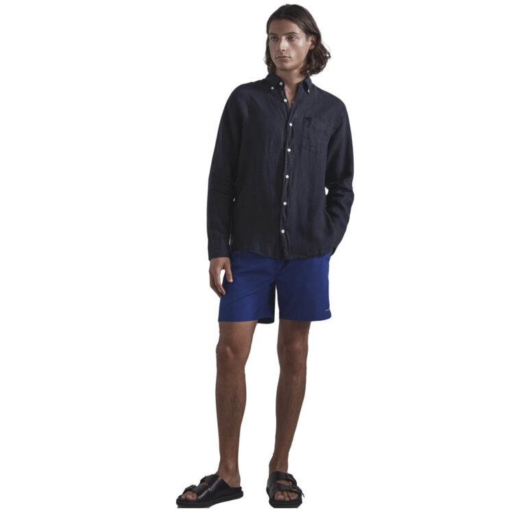 Levon Linen Shirt Navy Blue-2