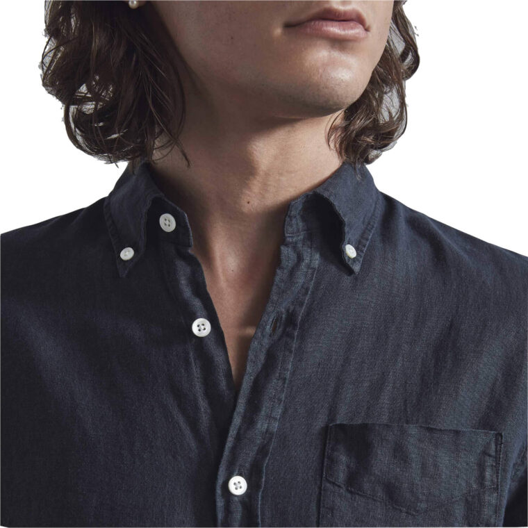 Levon Linen Shirt Navy Blue-4