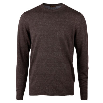 Linen Merino Crew Neck Dark Brown-1