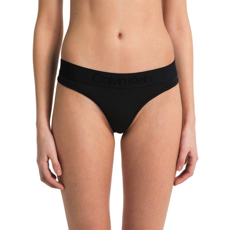Calvin Klein Underwear Thong- Tonal Logo Black-1