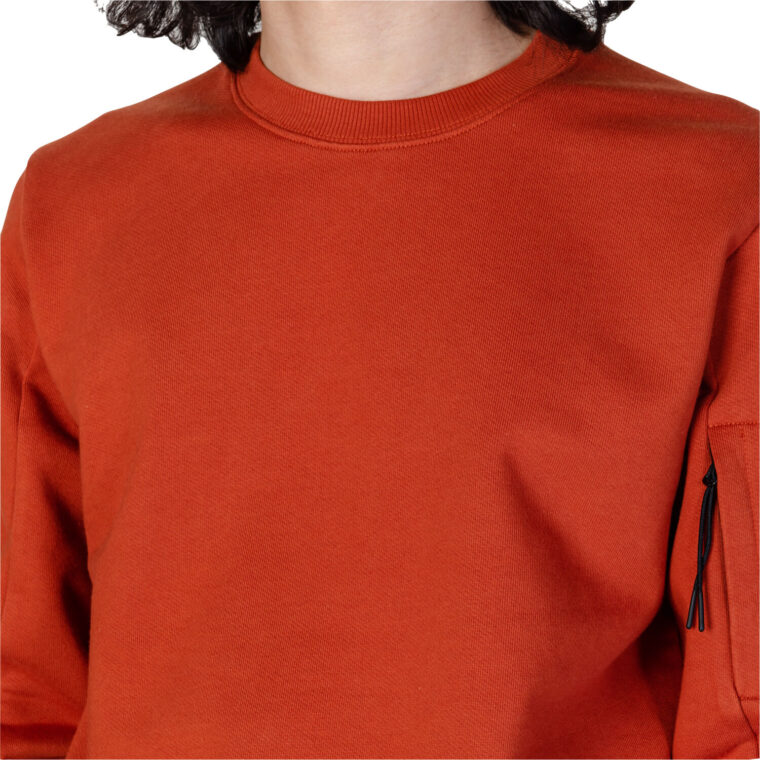 Diagonal Raised Fleece Sweatshirt Rust Orange-4