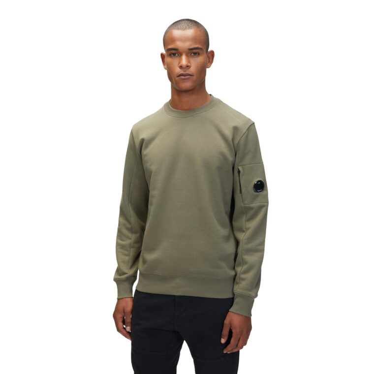 Diagonal Raised Fleece Sweatshirt Green-2