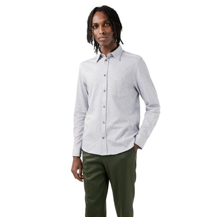 Jersey Slim Shirt Light Grey Melange-2