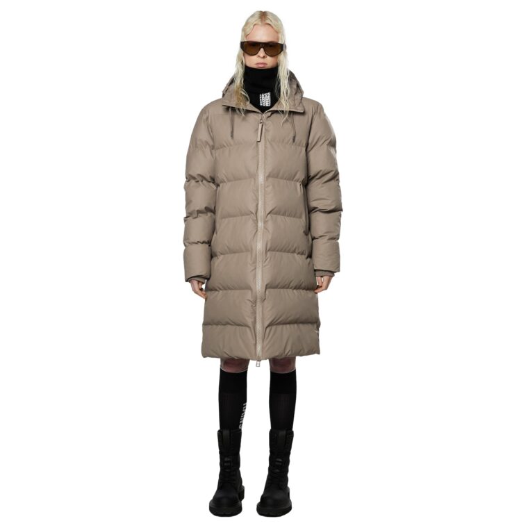 Long Puffer Jacket Taupe-2