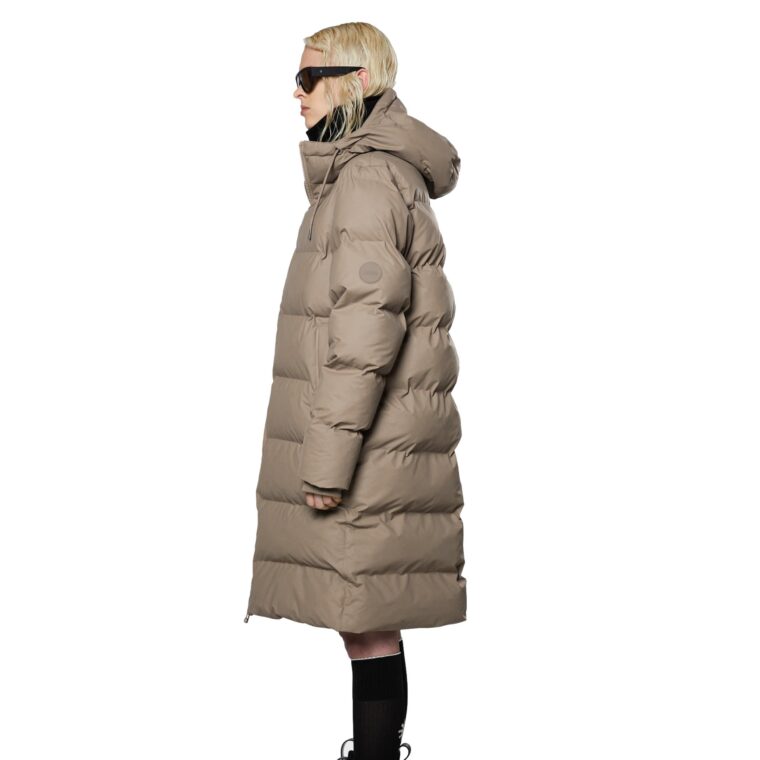 Long Puffer Jacket Taupe-3