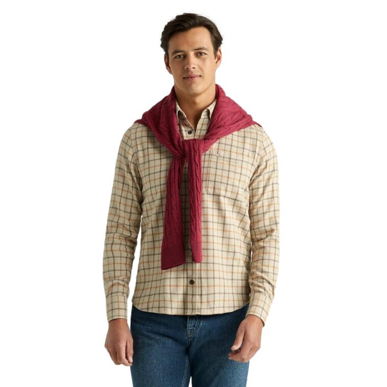 Multicheck Flannel Shirt Khaki-1